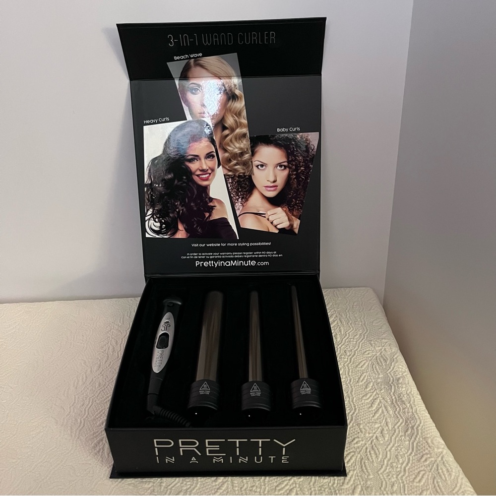 Professional Pretty In A Minute 3 in 1 Wand Curler Iron 100% Titanium Ceramic